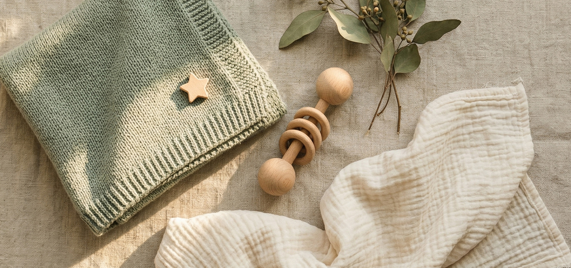 Warm nursery with soft pastel tones and baby accessories